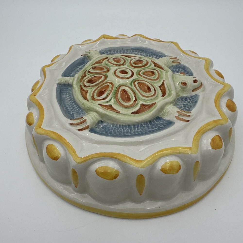 Mei-Elmar Imports Turtle Ceramic Wall Hanging Mold Italy White Green K3370 - Picture 5 of 11